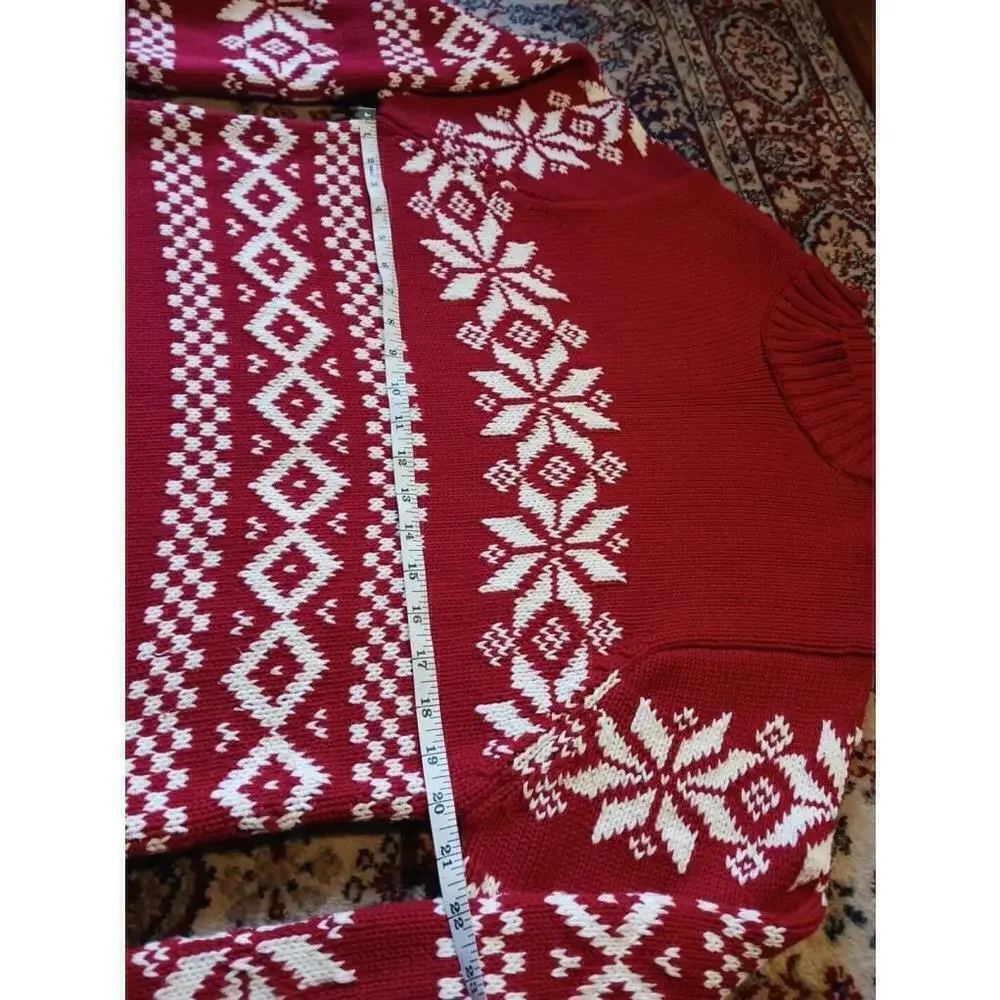 Danielle Martin Red White Snowflake Christmas Sweater XL